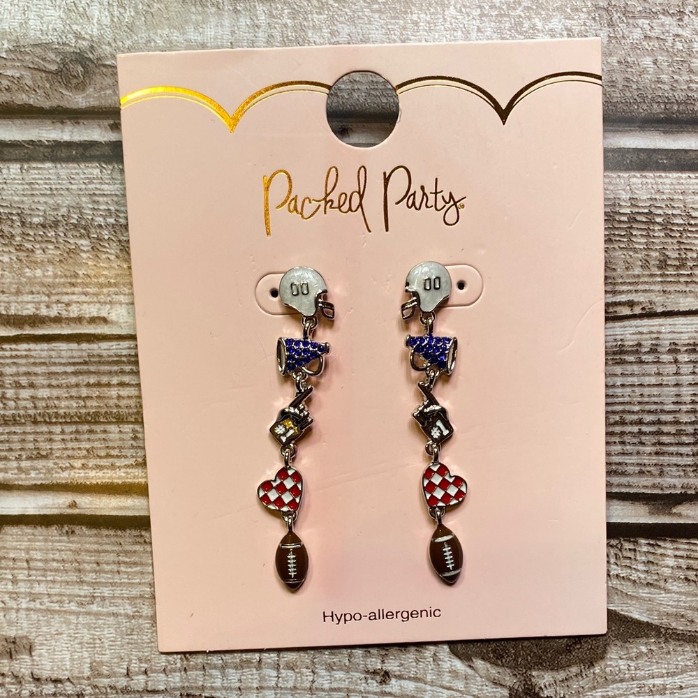 NWT Packed Party Hypo-allergenic Football Dangle Earrings